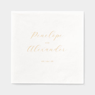 Serviettes Avec Dorure Calligraphie élégante en or feuille crème