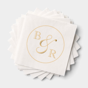 Serviettes Avec Dorure Calligraphie Élégante Personnalisée Couple Noms In