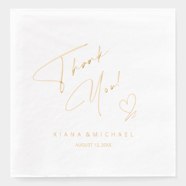 Serviettes Avec Dorure Calligraphie Merci Coeur V2 ID771 (Recto)