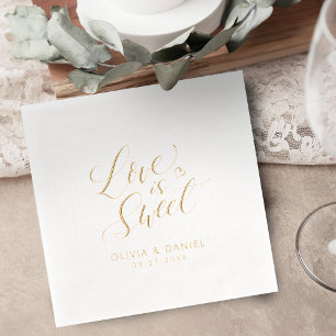 Serviettes Avec Dorure calligraphie moderne de mariage "l'amour est doux"