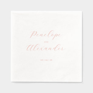 Serviettes Avec Dorure Calligraphie romantique rose