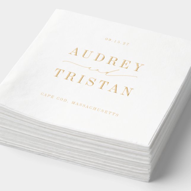 Serviettes Avec Dorure CAPE COD Mariage minimaliste moderne (Détail)