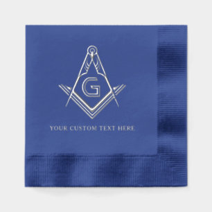 Serviettes Avec Dorure Carré maçonnique bleu marine et boussole véritable