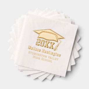 Serviettes Avec Dorure Casquette de remise des diplômes nom année #1 gras