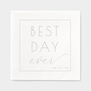 Serviettes Avec Dorure Célébration du meilleur jour Minimaliste Gris