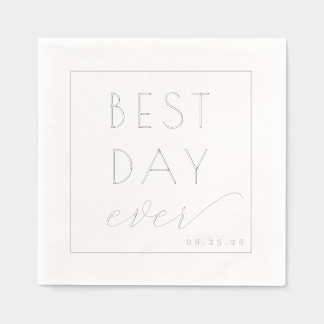 Serviettes Avec Dorure Célébration Typographique Élégante en Argent (Recto)