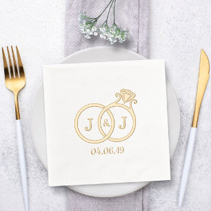 Serviettes Avec Dorure Cercles Mariages Monogrammes Chics