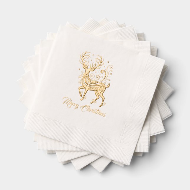 Serviettes Avec Dorure Cerf Joyeux Noël (Insitu (empilé))