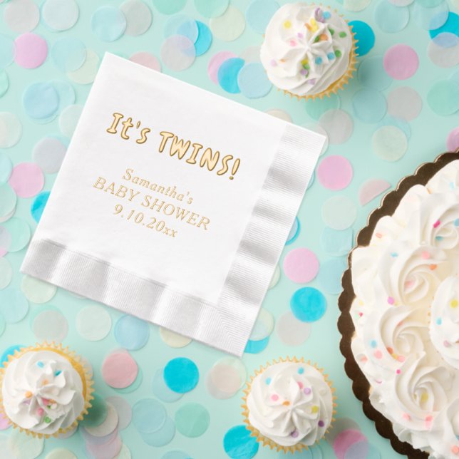 Serviettes Avec Dorure C'est Twins Baby shower Name (Insitu (Fête))
