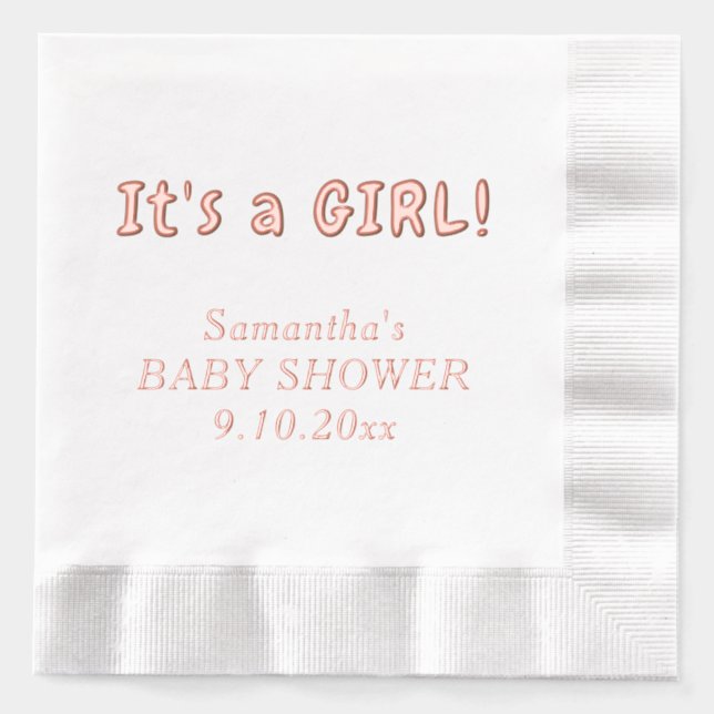 Serviettes Avec Dorure C'est un nom de Baby shower de fille (Recto)