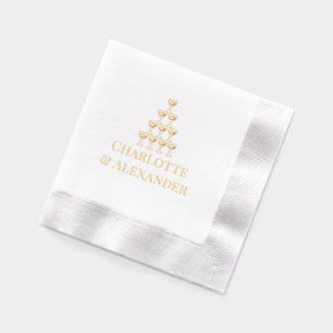 Serviettes Avec Dorure Champagne Tower Couple Marié Noms de la chambre