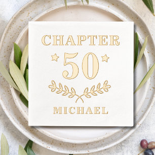 Serviettes Avec Dorure Chapitre 50 Anniversaire 50 ans Feuille Florale Fe