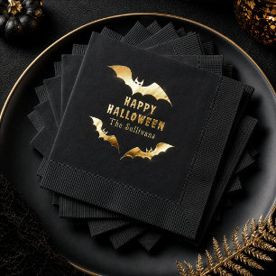 Serviettes Avec Dorure Chauves-souris lumineuses Spooky Joyeux Halloween