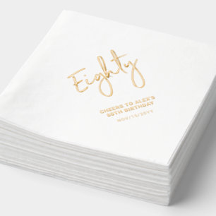 Serviettes Avec Dorure Cheers Eighty   Fête d'anniversaire moderne adulte