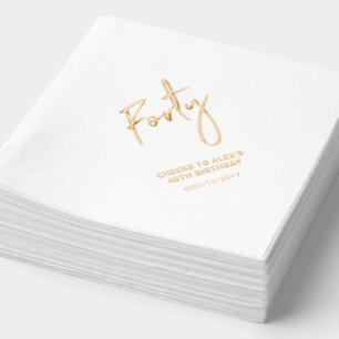 Serviettes Avec Dorure Cheers Forty Fête d'anniversaire moderne adulte