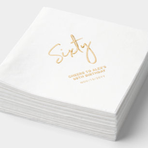 Serviettes Avec Dorure Cheers Sixty Fête d'anniversaire moderne pour ad