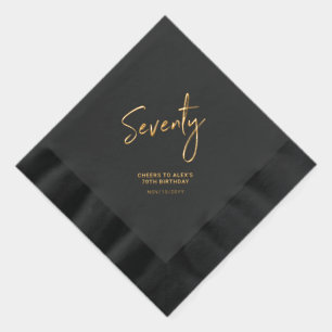 Serviettes Avec Dorure Cheers Soixante-dix   Fête d'anniversaire moderne 