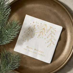 Serviettes Avec Dorure Chic Botanique Sprigs Holiday Gold
