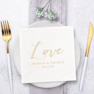 Serviettes Avec Dorure Chic Custom Wedding Love Modèle