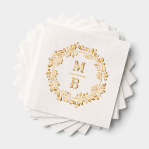 Serviettes Avec Dorure Chic Festive Sophistiqué Wreath Botanique