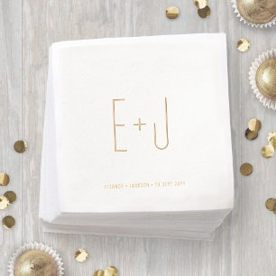 Serviettes Avec Dorure Chic minimaliste moderne Monogramme Mariage