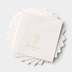 Serviettes Avec Dorure Chien personnalisé Dachshund Animal Mariage Gold