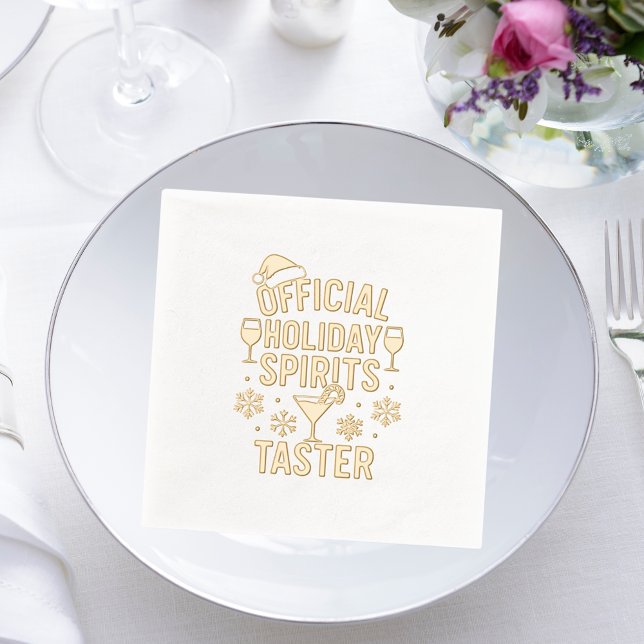 Serviettes Avec Dorure Christmas party spirits taster funny quote (Créateur téléchargé)