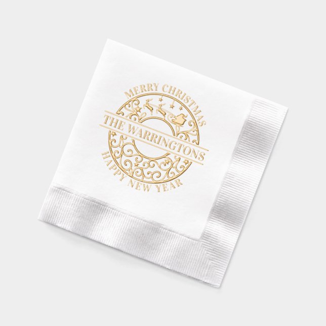 Serviettes Avec Dorure Christmas Père Noël Sleigh Lacy Filigree Nom de fa (Gauche)