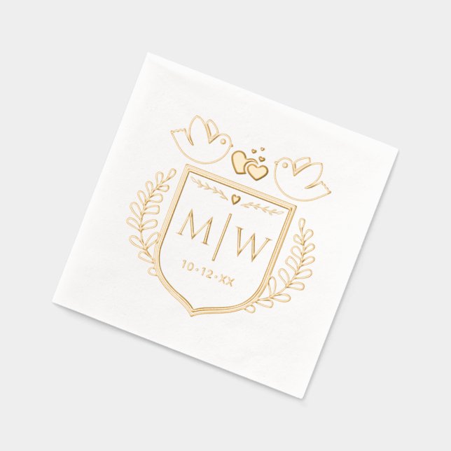 Serviettes Avec Dorure Cimetière Inséparable 2 Monogramme Mariage initial (Gauche)