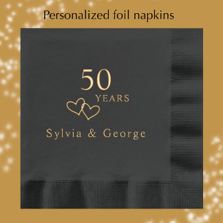 Serviettes Avec Dorure Cinquantième anniversaire de mariage élégant et pe