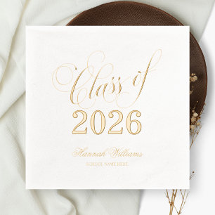 Serviettes Avec Dorure Classe de script de 2025 Graduation Gold