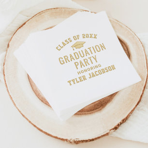 Serviettes Avec Dorure Classe moderne de 2024 Custom Graduation Party