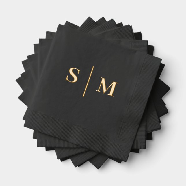 Serviettes Avec Dorure Classic Traditional Monogram Wedding (Insitu (empilé))
