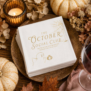 Serviettes Avec Dorure Club Social d'Octobre Élégant Soirée d'Automne en