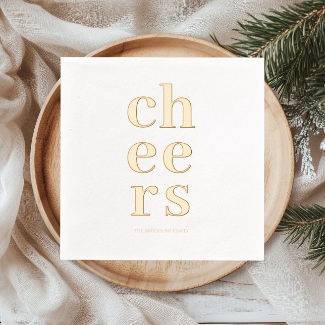 Serviettes Avec Dorure Cocktail "Cheers" au feuillage d'or minimal (Créateur téléchargé)