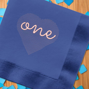 Serviettes Avec Dorure Coeur 1er anniversaire