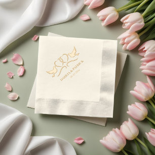 Serviettes Avec Dorure Coeurs de colombes mariages