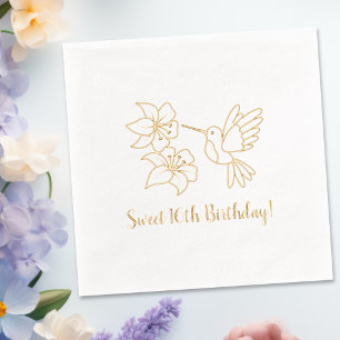 Serviettes Avec Dorure Colibri près de Fleurs 16e anniversaire