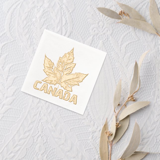 Serviettes Avec Dorure Cool Canada Tableware Retro Maple Leaf Souvenir  (Insitu (mariage 2))