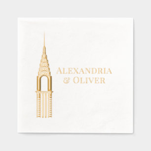 Serviettes Avec Dorure Couple de mariage Art Déco Chrysler Building NYC
