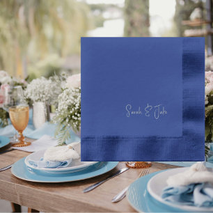 Serviettes Avec Dorure Couple de mariage personnalisé Nom de script Marin