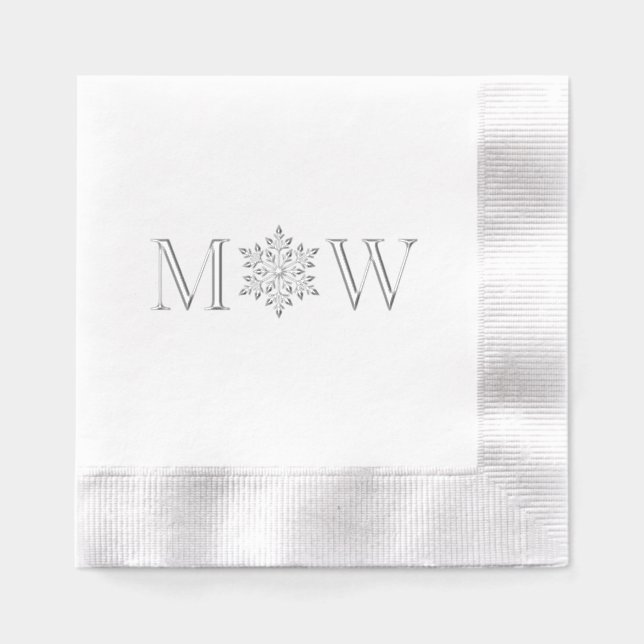 Serviettes Avec Dorure Couple hivernal Mariage 2 Monogramme initial (Recto)