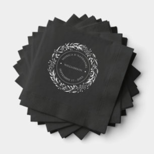 Serviettes Avec Dorure Couple Noms Établi Date Année Or