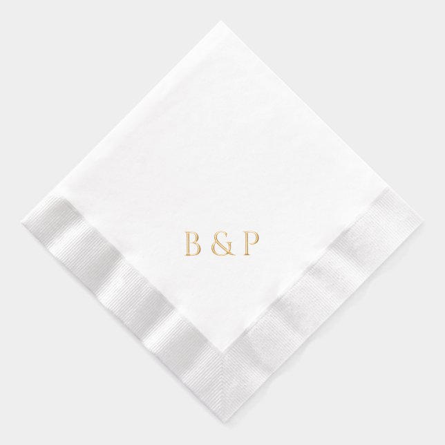 Serviettes Avec Dorure Couple's Monogram Modern Chic Wedding Gold (Droite)