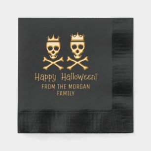 Serviettes Avec Dorure Couronne de crâne et d'os croisés Couple couronné 