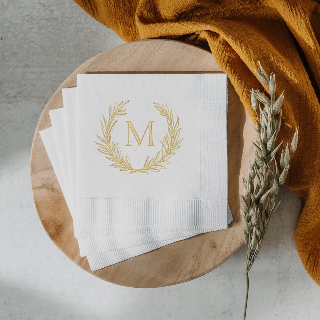 Serviettes Avec Dorure Couronne de laurier de monogramme de mariage de st (Créateur téléchargé)
