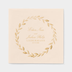Serviettes Avec Dorure Couronne de mariage Cocktail Branche d'olivier en