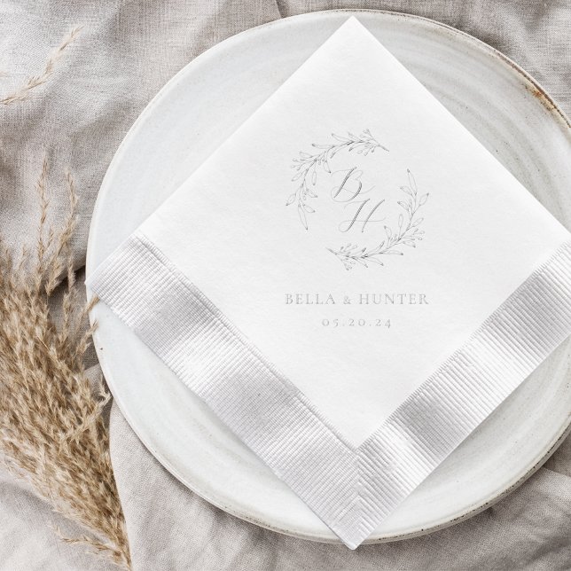 Serviettes Avec Dorure Couronne florale Monogramme Mariage (Créateur téléchargé)