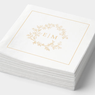 Serviettes Avec Dorure Crête feutrée moderne Simple Monogramme Mariage Or
