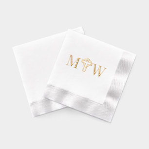 Serviettes Avec Dorure Croix avec cœur entrelacé Couple 2 Init Monogramme